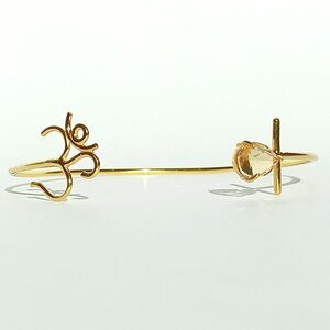 925 Sterling Silver Citrine Bangle Bracelet - Gift for Her